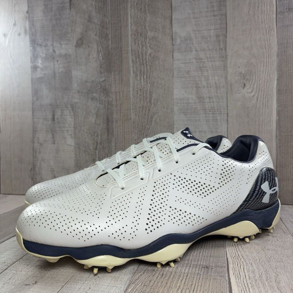 Under Armour UA Drive One Golf Men's Size 11.5 Cleat Sneaker Shoes White Navy